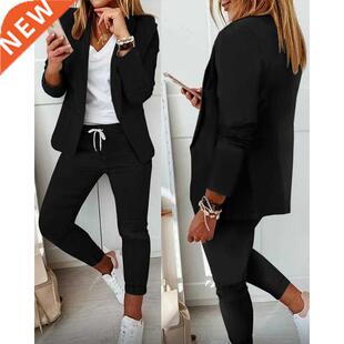 Office Lady Black Solid Lapel Neck Blazer Coat Jacket & Draw