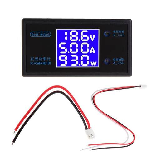 DC 0-50V 5A 250W Voltmeter Ammeter Wattmeter LCD Panel Volta