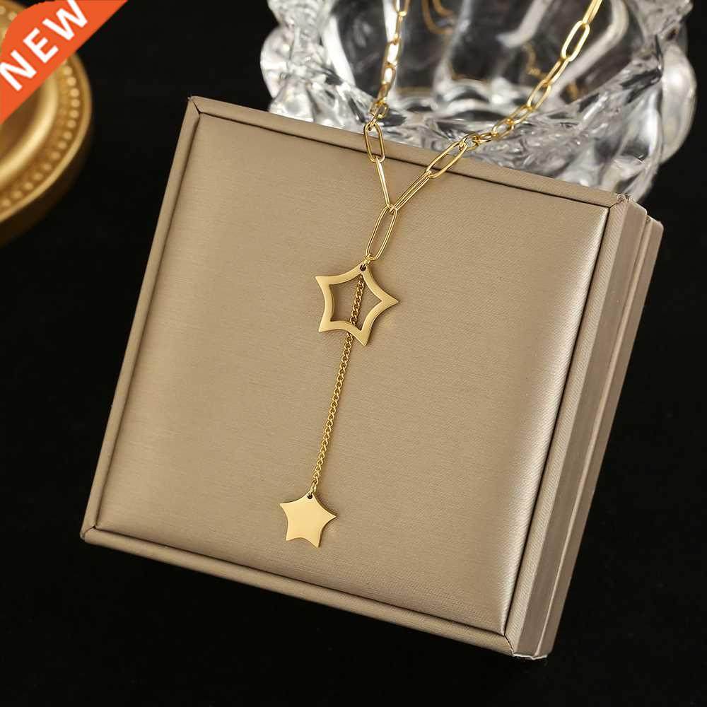 316l stainless steel fashion fine jewelry hollow double star