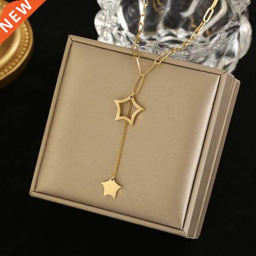 316L Stainless Steel Fashion Fine Jewelry Hollow Double Star