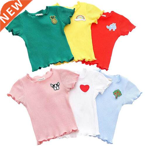 Cotton Brand New Kids Baby Girls Short Sleeve ops Rib T-shir