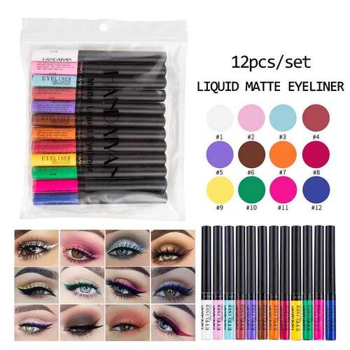 12pcs Color Liquid Eyeliner Matte Tint Quikly Dry Eyeliner