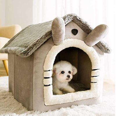 Dog House Kennel Soft Pet Bed Small Cat Tent Indoor Enclosed
