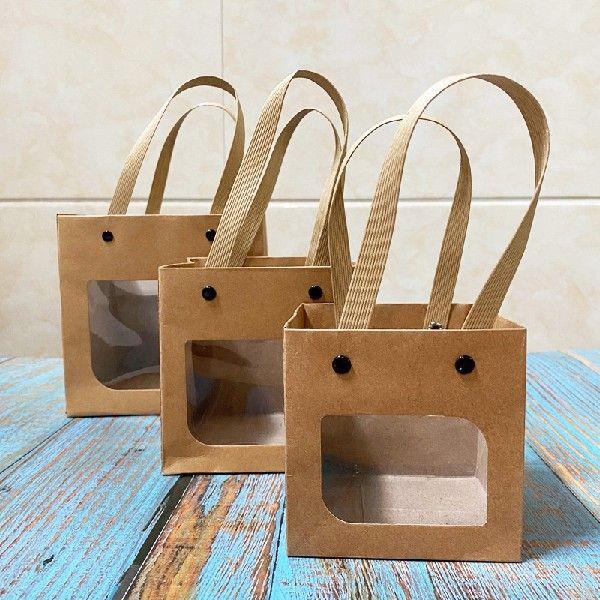 1pc White Window Smile Face Kraft Paper Folding Package