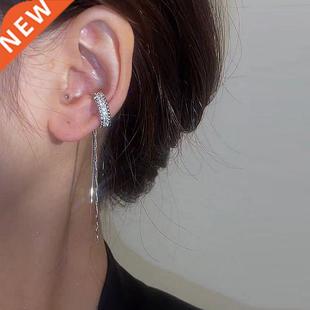 New Fashion Silver Color Cilp Earrings Crystal Gold Earrings