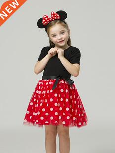 Girls Cosplay Cartoon Costume Kids Summer Short Sleeve Polka