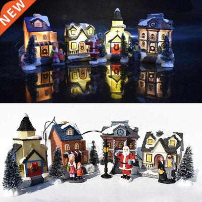 8 Styles Snow Houses with Flashing LED Light Christmas