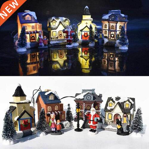 8 Styles Snow Houses with Flashing LED Light Christmas