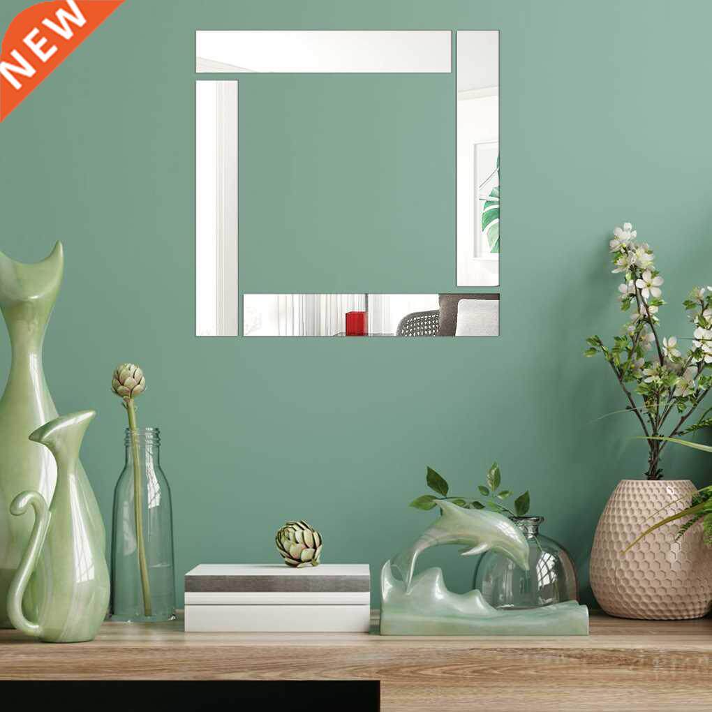 10 Pcs Wall Oblong Mirror Sticker Decal Indoor Scene