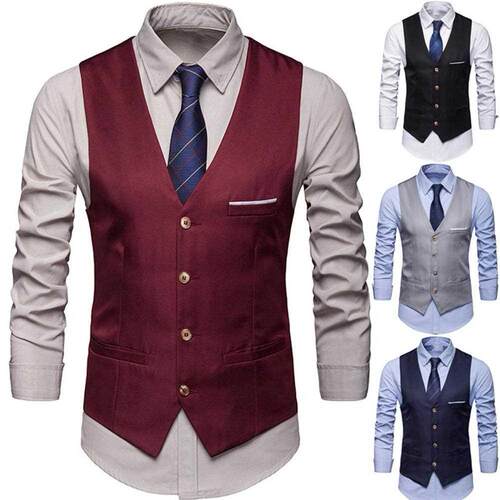 Dress Vests For Men Slim Fits Mens Suit Vest Male Waistcoat