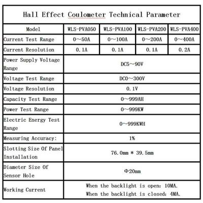 2021 New DC300V 100A 200A 400A Hall Effect Couloeter Digita