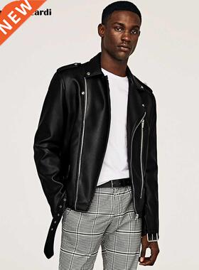 Mauroicardi Spring Short Black Leather Biker Motorcycle Jack