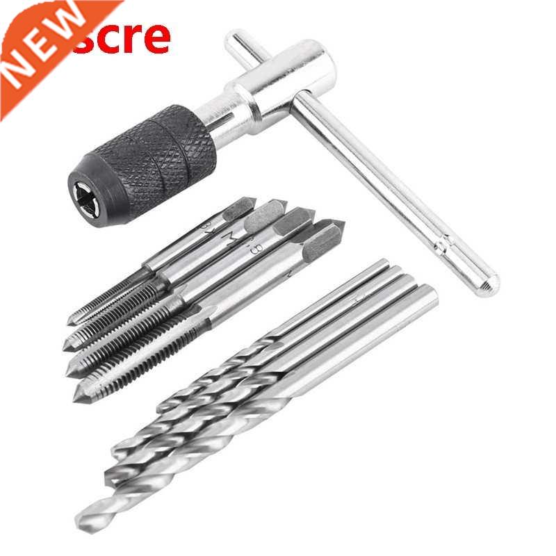9PCS Screw Taps T-shaped Wrench Twist Drill Bits Threadi