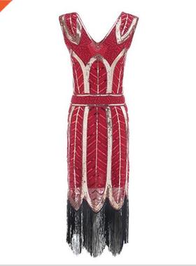 1920s Flapper Dress Vintage Great Gatsby Charleston Tassel