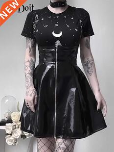 InsDoit Sreetwer Gothic Lether Blck Skirts Hrjuku Punk