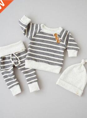 3Pcs Newborn Baby Girl Long Sleeve Top T Shirt+Pants+Hat St