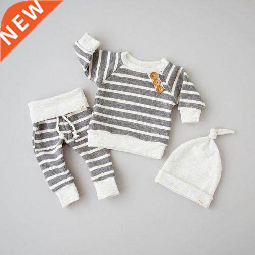3Pcs Newborn Baby Girl Long Sleeve Top T Shirt+Pants+Hat St