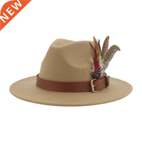 Hat Fedoras Wnter Women Hats Men Felt Hat Feather Luxury Fa
