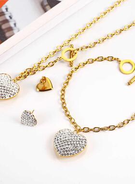 OUFEI Stainless steel Jewelry Woman Set Heart Necklace Earri