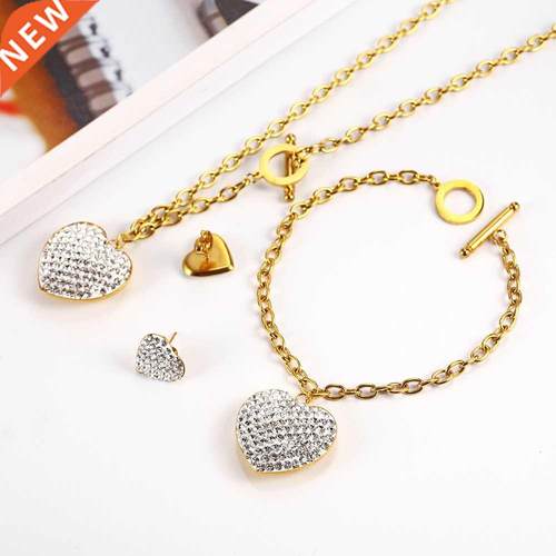 OUFEI Stainless steel Jewelry Woman Set Heart Necklace Earri