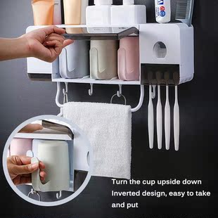 Wall-Mounted Toothbrush Holder Automatic Toothpaste Dispense