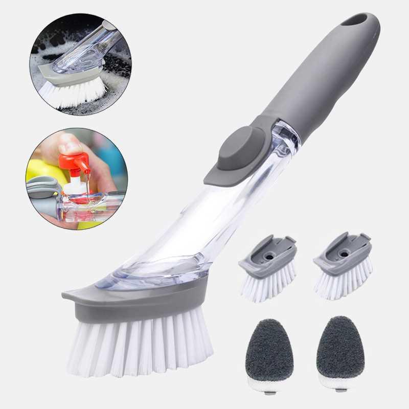 1/5Pcs Double Use Kitchen Cleaning Brush Scrubber Dish Bowl