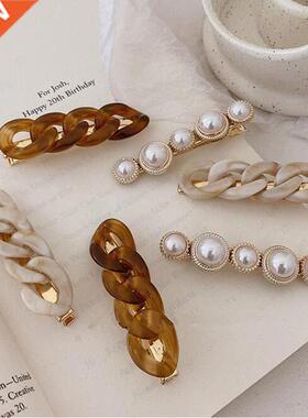 New Handmade Chan Har Clps Gold Color Long Barrettes Har