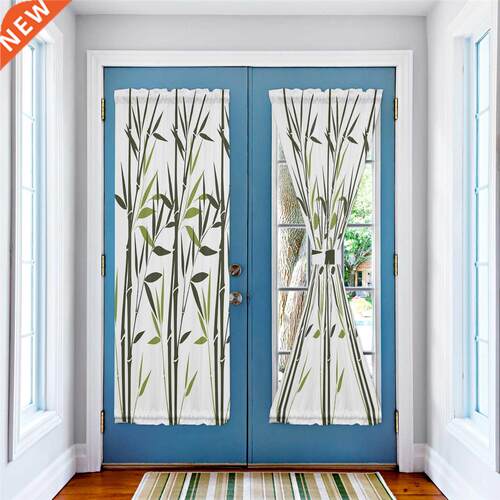 Bamboo Forest Green Plant Branch Door Curtains Decor Home