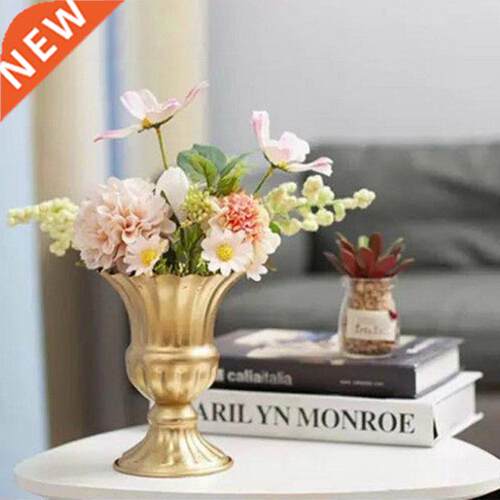 Vintage Metal Flower Vase Farmhouse Pot for Fresh Dried Flor
