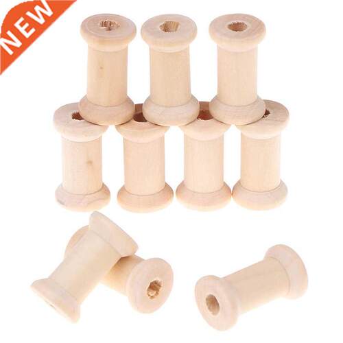 10Pcs Wooden Bobbins Spools Reels Vintage Style Organizer Fo