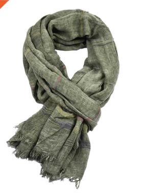 New Fshion Cotton Linen Men Scrf Tie-dye Striped Men's Win