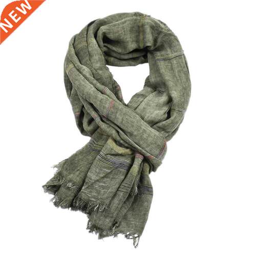 New Fshion Cotton Linen Men Scrf Tie-dye Striped Men's Win