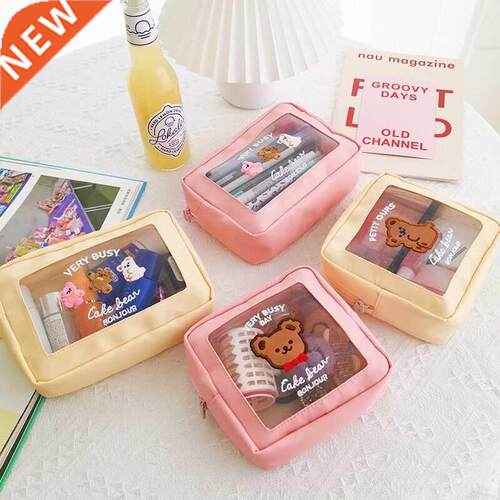 Korea Bear Mesh Cosmetic Bag Case Cute Girls Kawaii Makeup B