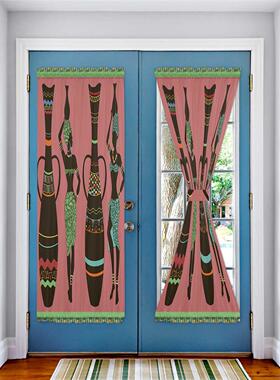 Vase African Woman Silhouette Door Curtains for Kitchen