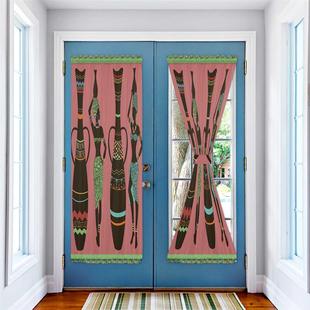 Vase African Woman Silhouette Door Curtains for Kitchen