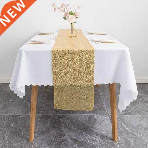 Solid Color Table-runner with Shiny Sequins Rectangular