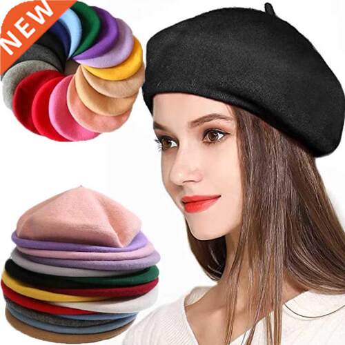 Vintage Plain Beret Cap Beanie Hat French Style Women Girls