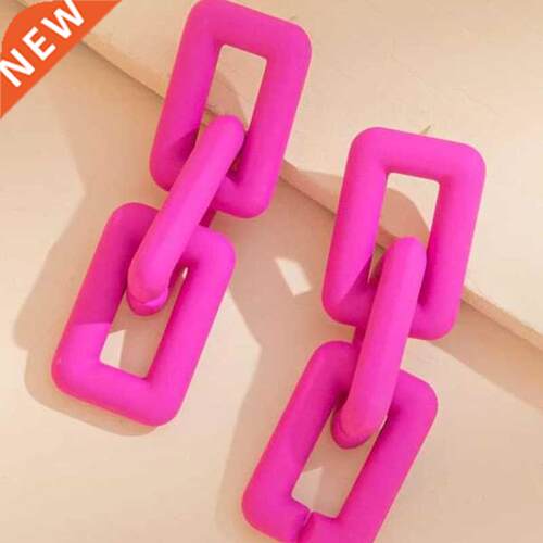 New Simple Solid color Acrylic Chain Drop Earrings For Woman