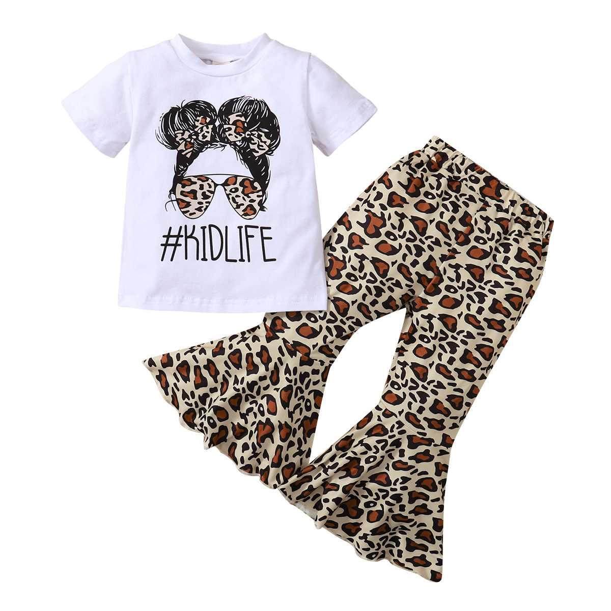FOCUSNORM 1-6Y Summer Toddler Girls Clothes Sets 2pcs Leopar