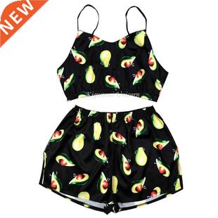 Sexy Pijamas Women Strap Pajama Set Silk Home Suit Animal Fr