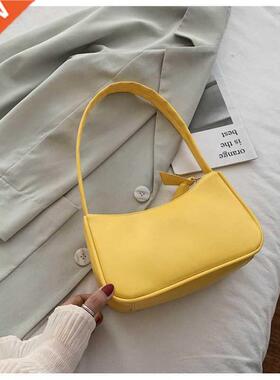 Soft PU Leather Women Purple Underarm Bag Retro Solid Color