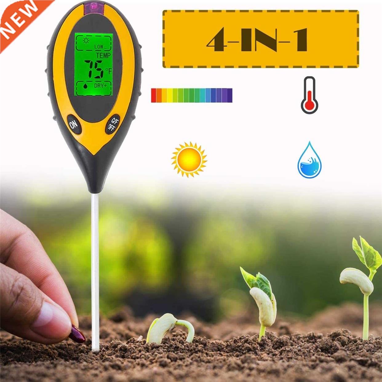 Soil pH Tester, 3/4 in 1 PH Light Moisture Acidity Tester So