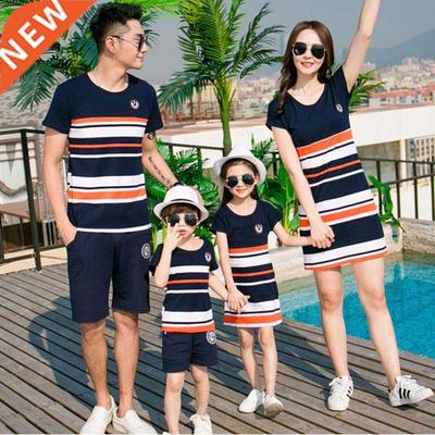 Dad Mom Baby Boys Girls Clothes Summer Father Son Striped T-