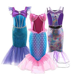 Girl Princess Little Mermaid Dress Kids Halloween Fancy Cost