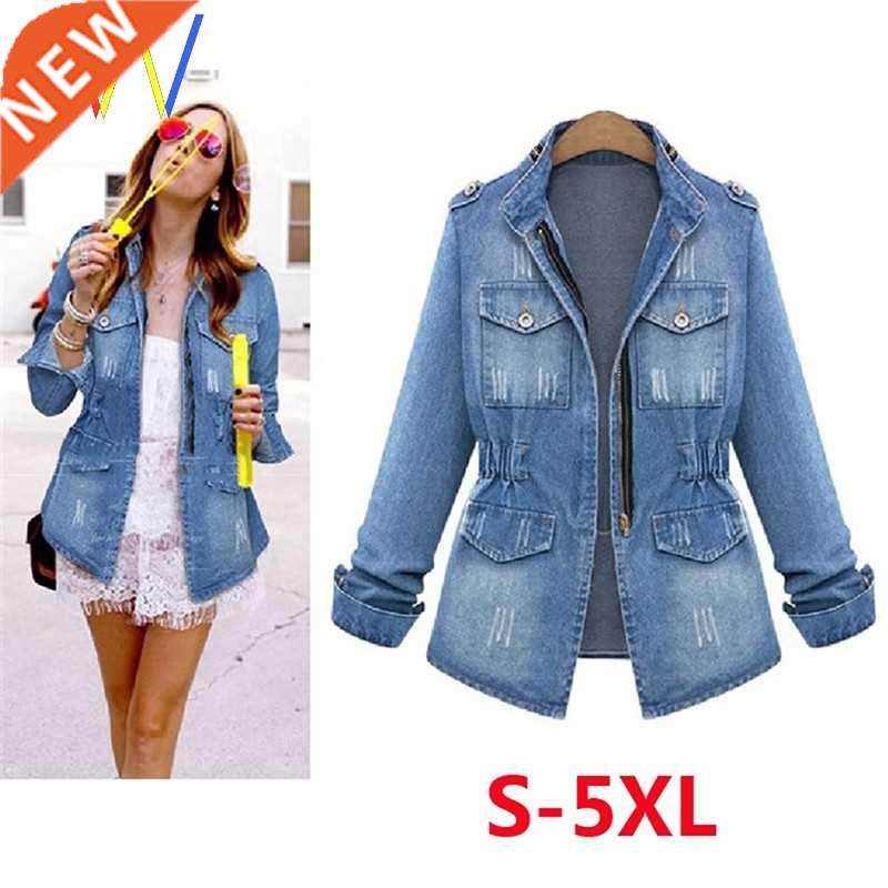 women for coat denim jeans plus size big jacket fat Jackets图片