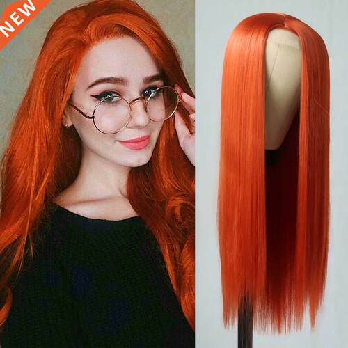 Copper Red Synthetic Lace Wigs Natural Soft Hair Long Straig