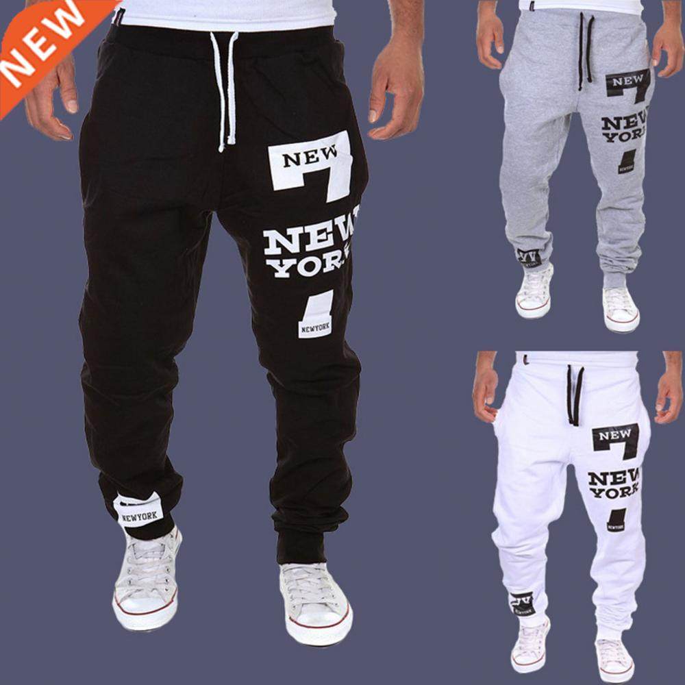 autumn winter pants men casual jogger number 7 printed lette