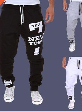 Autumn Winter Pants Men Casual Jogger Number 7 Printed Lette