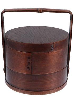 1Pc Wooden Food Box Portable Sushi Container Double Layer