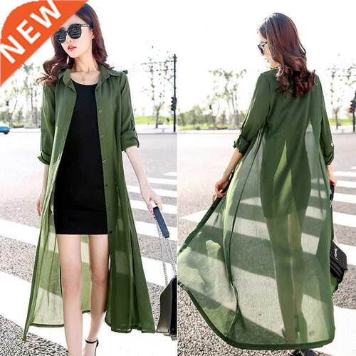 TingYiLi M-XL Summer Long Cardigans Women Sunscreen Clothin